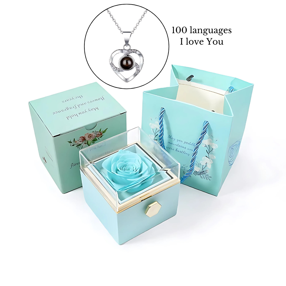 Eternal Rose Gift Box with 100 Languages "I love You" Necklace - Lyvetta