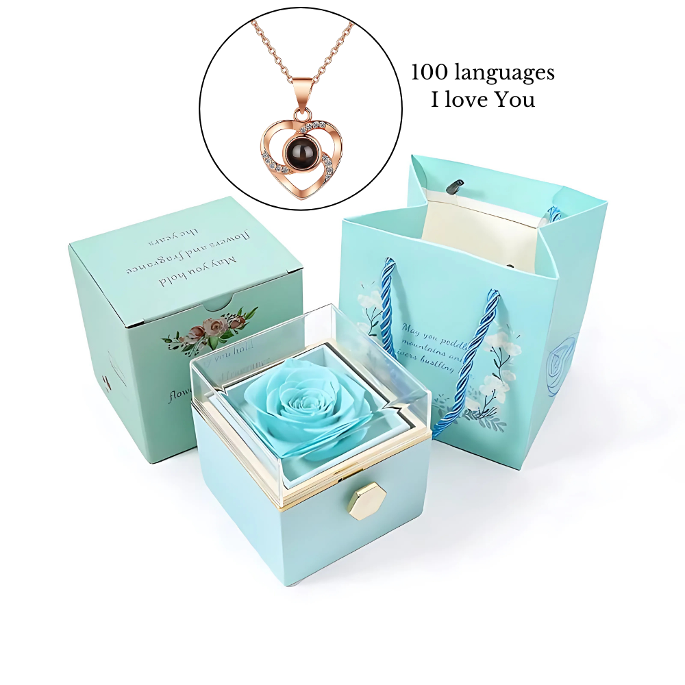 Eternal Rose Gift Box with 100 Languages "I love You" Necklace - Lyvetta