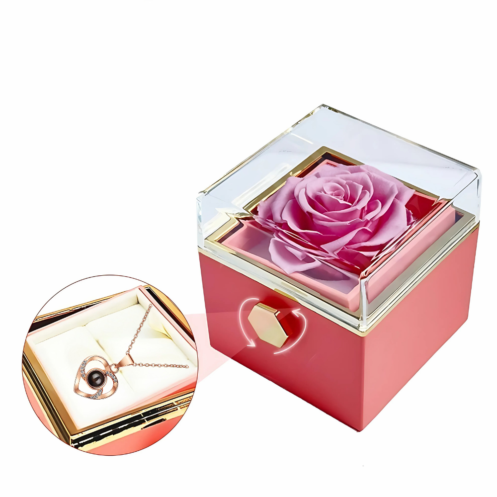 Eternal Rose Gift Box with 100 Languages "I love You" Necklace - Lyvetta