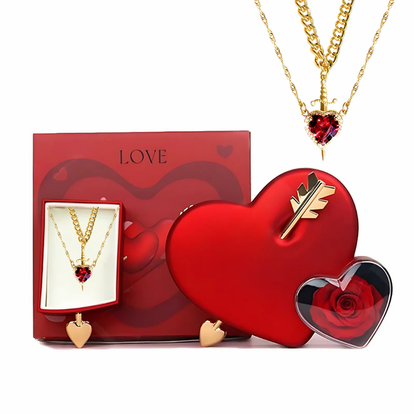 Rose Heart Gift Box with Vintage Heart Necklace - Lyvetta