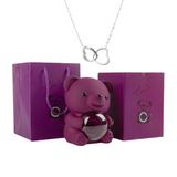 Rotating Rose Bear Gift Box with Personalized Necklace - Lyvetta