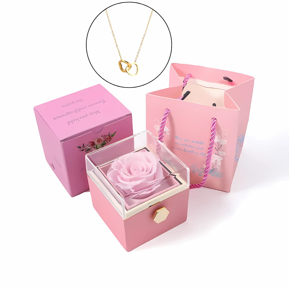 Eternal Rose Gift Box with Personalized Necklace - Lyvetta